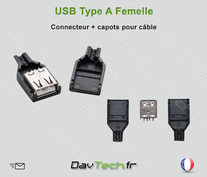 Connecteur Femelle USB Type A pour câble