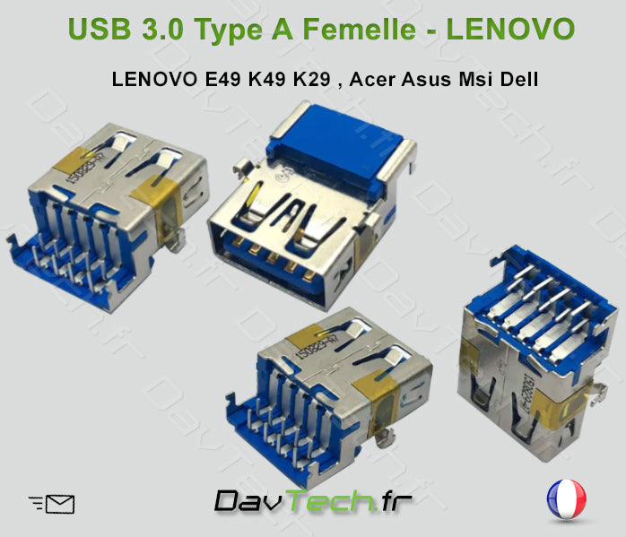Connecteur Double USB 3.0 Type A LENOVO E49 K49 K29.. autres