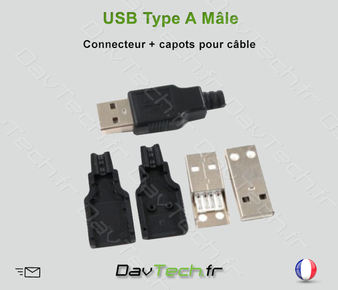 Connecteur Mâle USB Type A pour câble