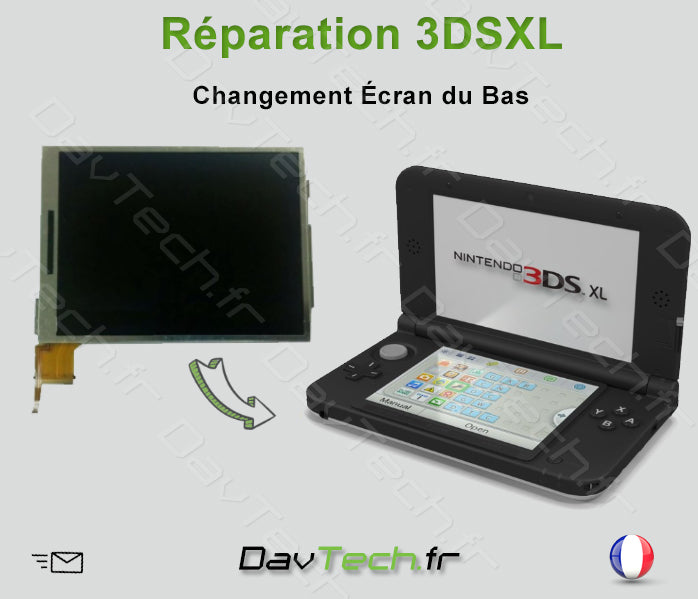 Forfait réparation Écran bas bot LCD inférieur 3DS XL