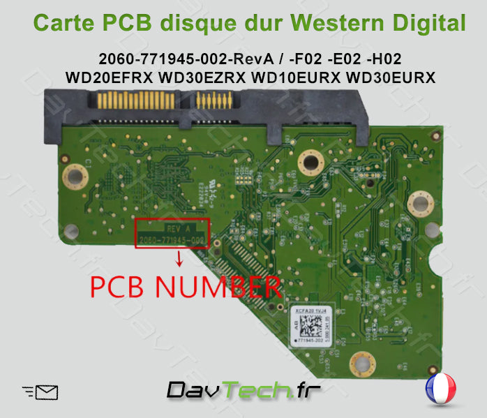 Carte électronique PCB disque dur WD 2060-771945-002 REV A Western Digital