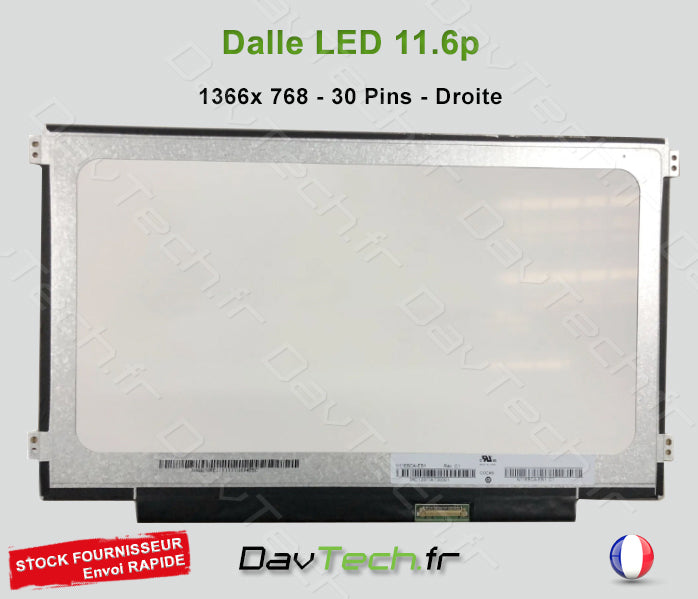 Écran Dalle LCD LED 11.6" - 1366 x 768 - 30 Pins - Droite - Brillant