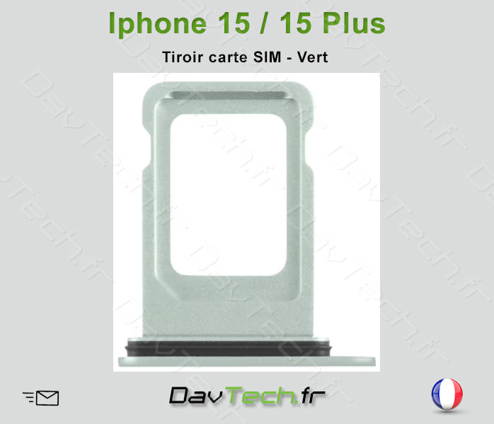 Tiroir carte SIM VERT pour Apple iPhone 15 / 15 Plus