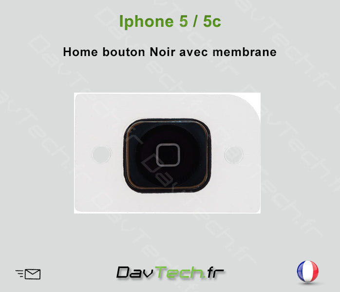 Bouton Home Noir avec membrane pour iPhone 5 / 5c