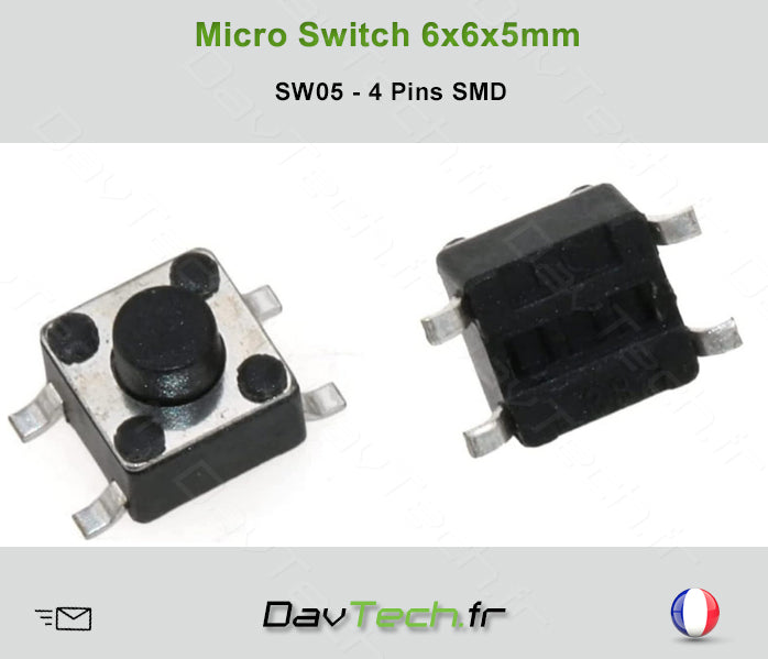 Micro switch 6x6x5mm 4 pins SMD buton poussoir push
