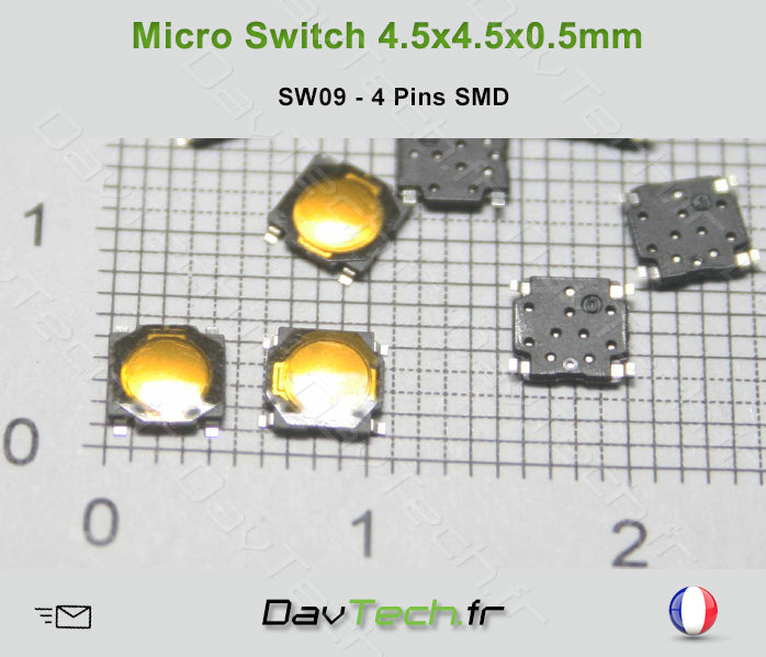 Micro switch 4.5x4.5x0.5mm 4 pins SMD bouton poussoir push