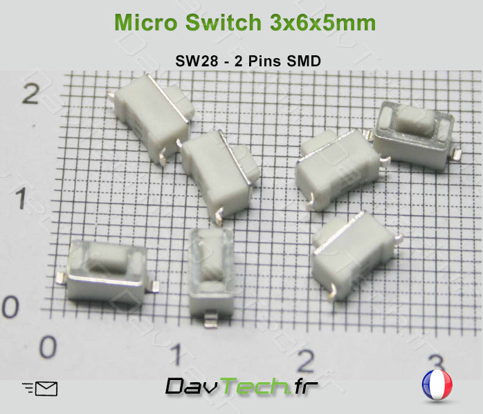 Micro switch 3x6x5mm 2 pins SMD bouton poussoir push