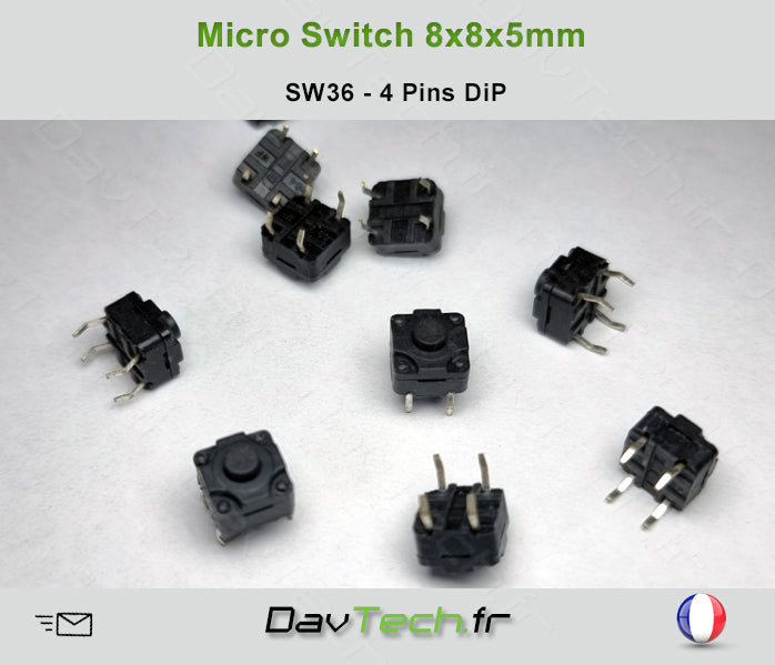 Micro switch 8x8x5mm 4 pins DiP buton poussoir push