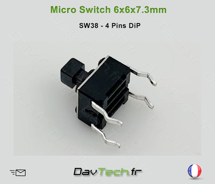 Micro switch 6x6x7.3mm 4 pins DiP buton poussoir push
