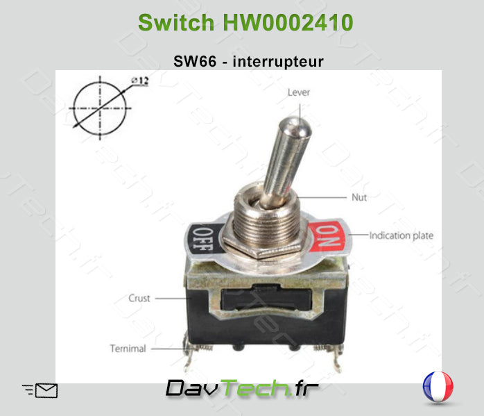 Interrupteur de panneau Switch Black Heavy Duty 2pins SPST Waterproof