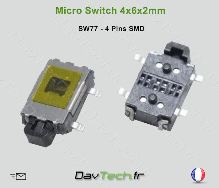 Micro switch 4x6x2mm 4 pins SMD bouton poussoir push