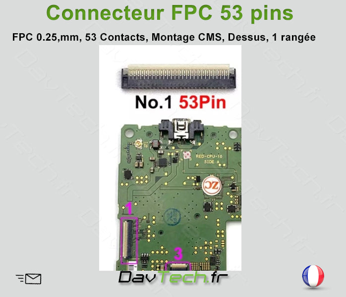 Connecteur FPC P8 53 Pins pour Nintendo New 3DS XL, Switch et autres