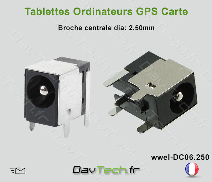 Connecteur de charge d'alimentation broche 2.50mm ordinateur portable tablette notebook