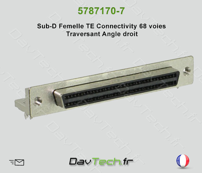 5787170-7 Connecteur Sub-D Femelle TE Connectivity 68 voies Traversant Angle Droit