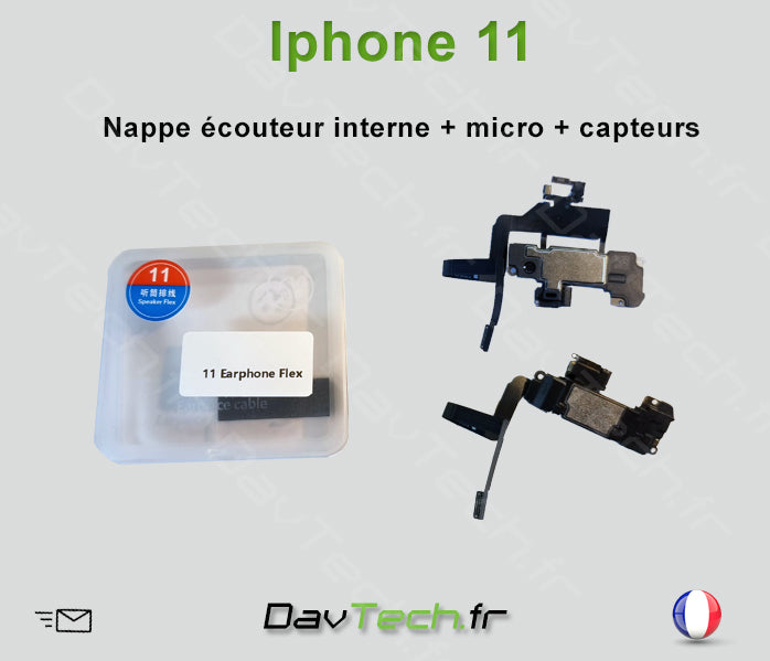 Écouteur interne iPhone 11 + Micro + capteurs lumière proximité -Transfert possible