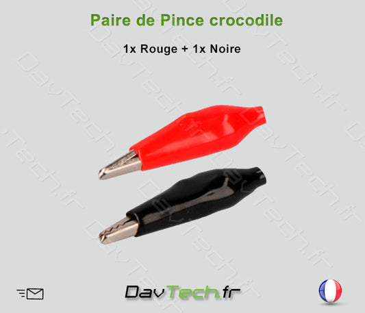 Paire Pince Crocodile 2 Unites 1 Rouge + 1 Noire - Test électronique éducation modélisme