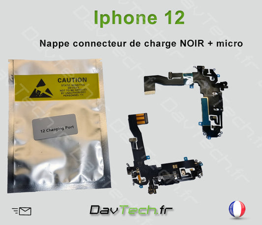 Nappe Connecteur (Noir) de charge dock pour Apple iPhone 12