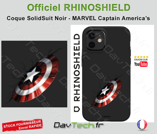 COQUE SOLIDSUIT POUR APPLE IPHONE 15 - NOIR - MARVEL - CAPTAIN AMERICA'S SHIELD - RHINOSHIELD