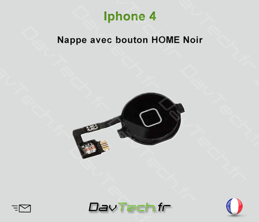 Nappe câble avec Bouton Home Noir pour iPhone 4