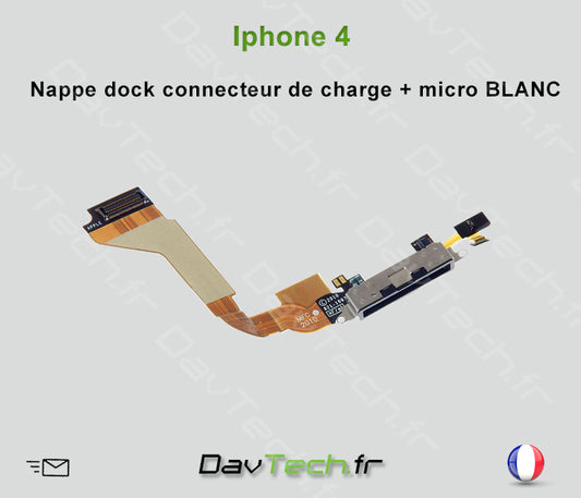 Nappe câble connecteur charge dock BLANC pour iPhone 4