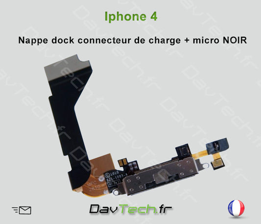 Nappe câble connecteur charge dock NOIR pour iPhone 4