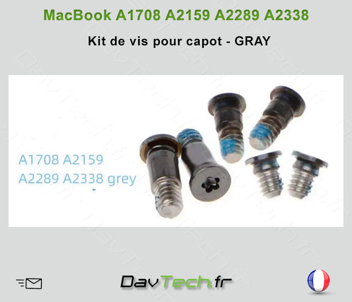 KIT DE VIS BOTTOM CASE POUR MACBOOK PRO A1708 A2159 A2289 A2338 GRAY