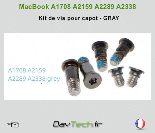 KIT DE VIS BOTTOM CASE POUR MACBOOK PRO A1708 A2159 A2289 A2338 GRAY