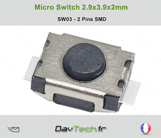 Micro switch 2.9x3.9x2mm 2 pins SMD buton poussoir push