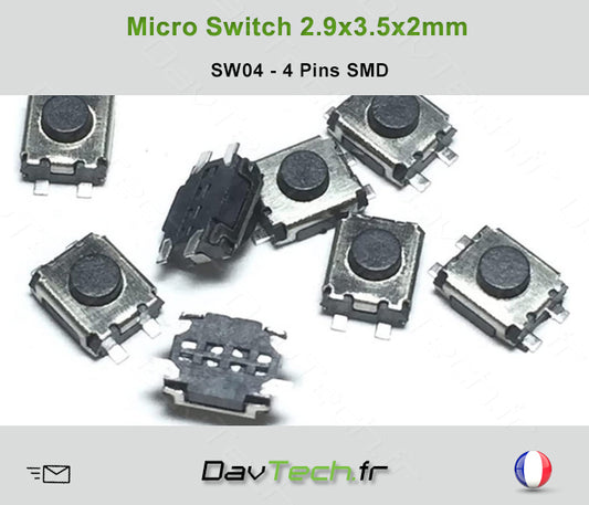 Micro switch 2.9x3.5x2mm 4 pins SMD buton poussoir push