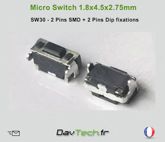 Micro switch 1.8x4.5x2.75mm 5 pins buton poussoir push