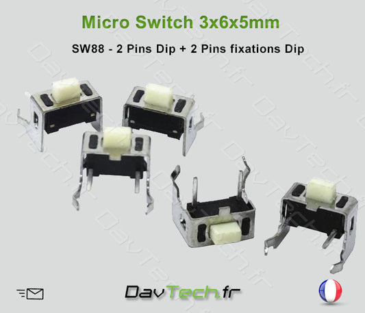 Micro switch 3x6x5mm 4 pins DiP bouton poussoir push button interrupteur