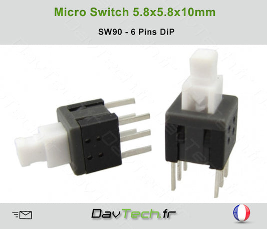 Micro switch 5.8x5.8x10mm 6 pins DiP buton poussoir push