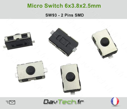 Micro switch 6x3.8x2.5mm 2 pins SMD buton poussoir push