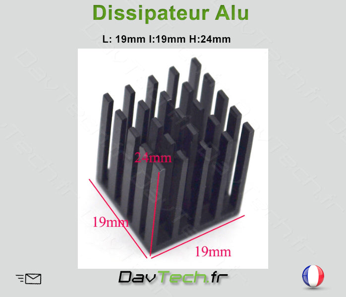 Dissipateur Aluminium L:19 x l:19 x H:24mm