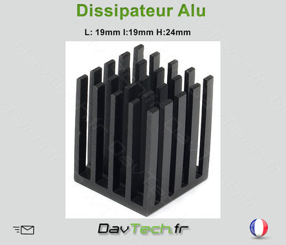 Dissipateur Aluminium L:19 x l:19 x H:24mm