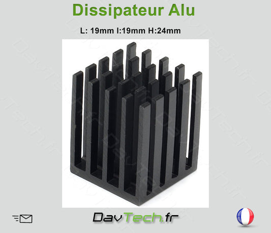 Dissipateur Aluminium L:19 x l:19 x H:24mm