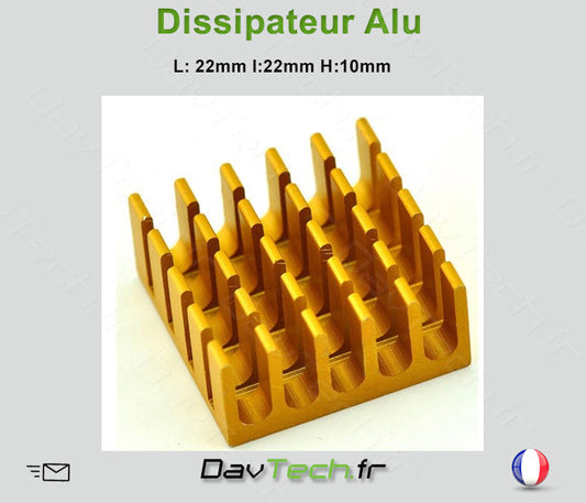 Dissipateur Aluminium L:22 x l:22 x H:10mm