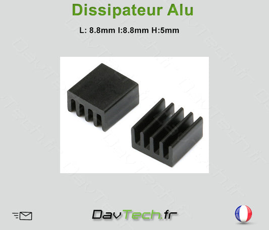 Dissipateur Aluminium L:8.8 x l:8.8 x H:5mm