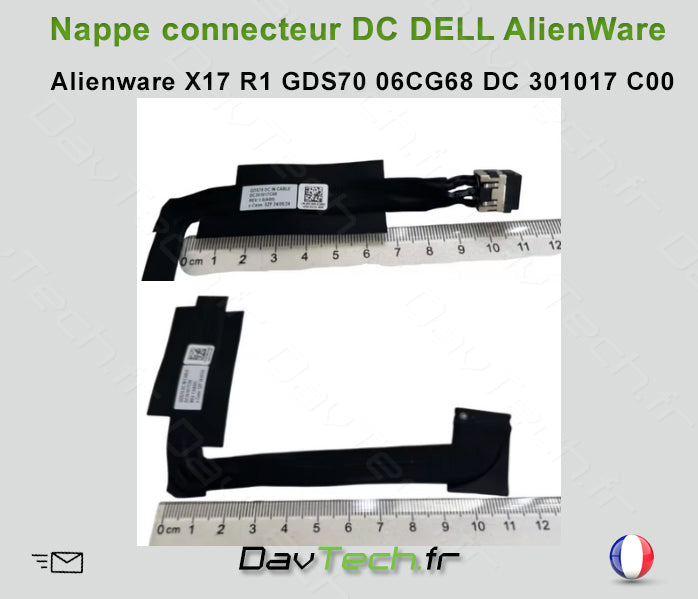 Nappe connecteur de charge d'alimentation DELL ALIENWARE X17 R1 GDS70 06CG68 DC 301017 C00