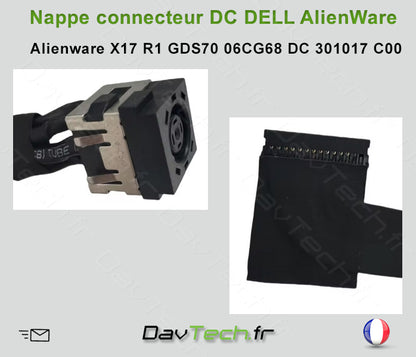Nappe connecteur de charge d'alimentation DELL ALIENWARE X17 R1 GDS70 06CG68 DC 301017 C00