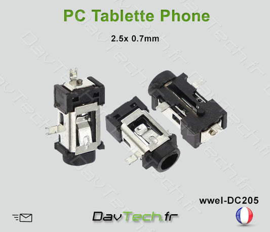 Connecteur de charge d'alimentation PC portable phone 2.5x0.7mm