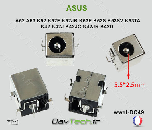 Connecteur de charge d'alimentation ASUS A52 A53 K52 K52F K52JR K53E K53S K53SV K53TA K42 K42J K42JC K42JR K42D
