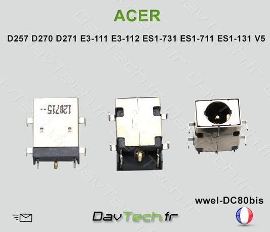 Connecteur de charge d'alimentation PC portable ACER D E ES1