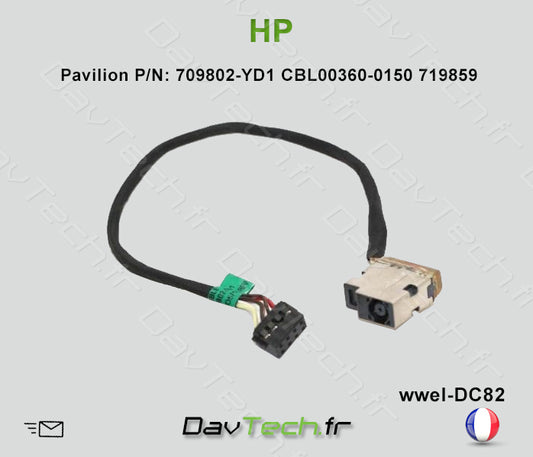 Connecteur de charge d'alimentation  HP Pavilion P/N:709802-YD1 CBL00360-0150 719859