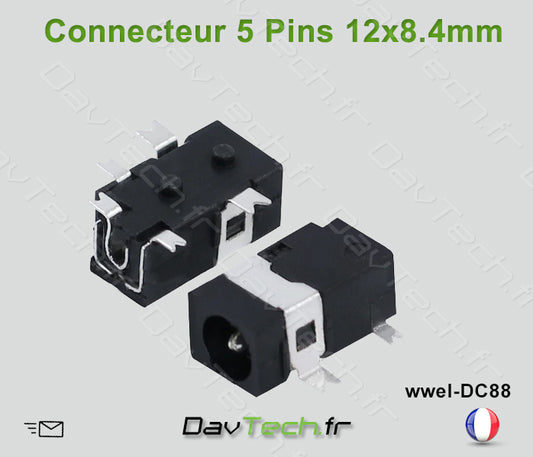 Connecteur de charge d'alimentation PC portable tablette 5 Pins 12x8.4mm