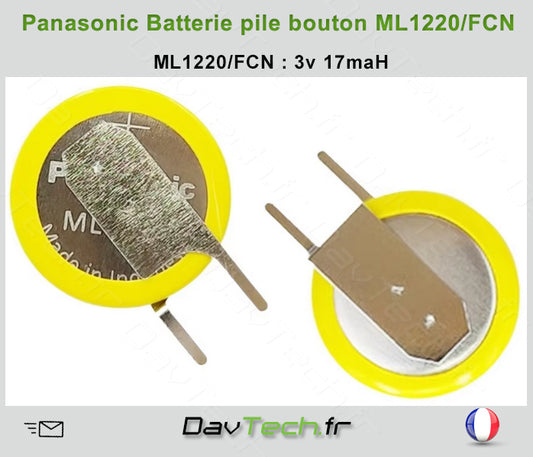 Pile bouton BIOS à souder ML1220 3V Pins