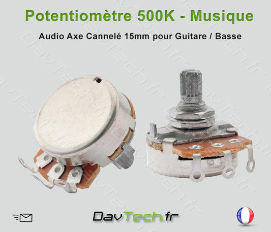 Métrique A500K Potentiomètre Audio Axe Cannelé pour Guitare électrique ou Basse