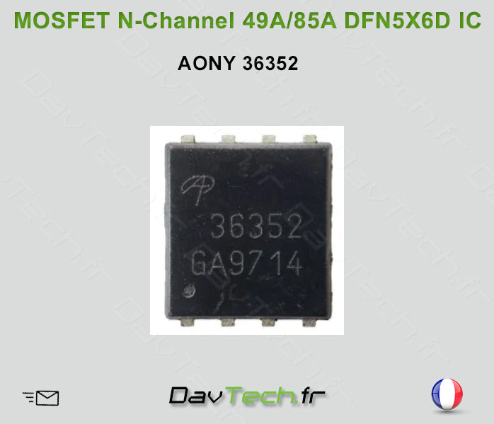 AONY36352 Transistor: N-MOSFET x2 unipolaire 30V 31/72,5A 8,5/18W ALPHA & OME