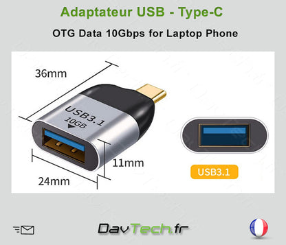 Adaptateur Type-C to USB 10GB USB3.1