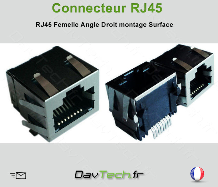 Connecteur RJ45 Femelle Angle Droit montage Surface